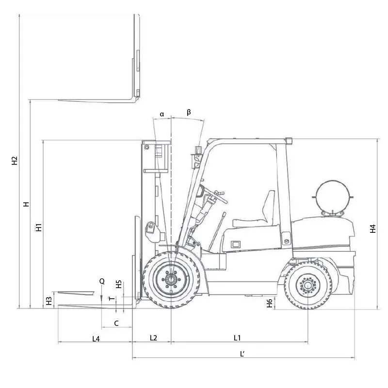 Mast forklift LPG WS25L30 (capacity 2500 kg, lifting 3000 mm) - Billede 4